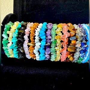 Natural Healing Crystal Gemstone Chip Bracelets